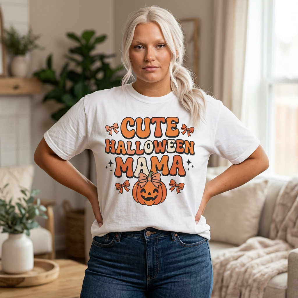 Cute Halloween Mama T-Shirt — Pumpkin Mom Graphic Tee